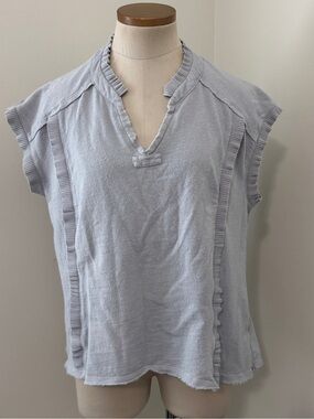 Pilcro Anthropologie XL Blue Textured Knit Sleeveless Relaxed Fit Top